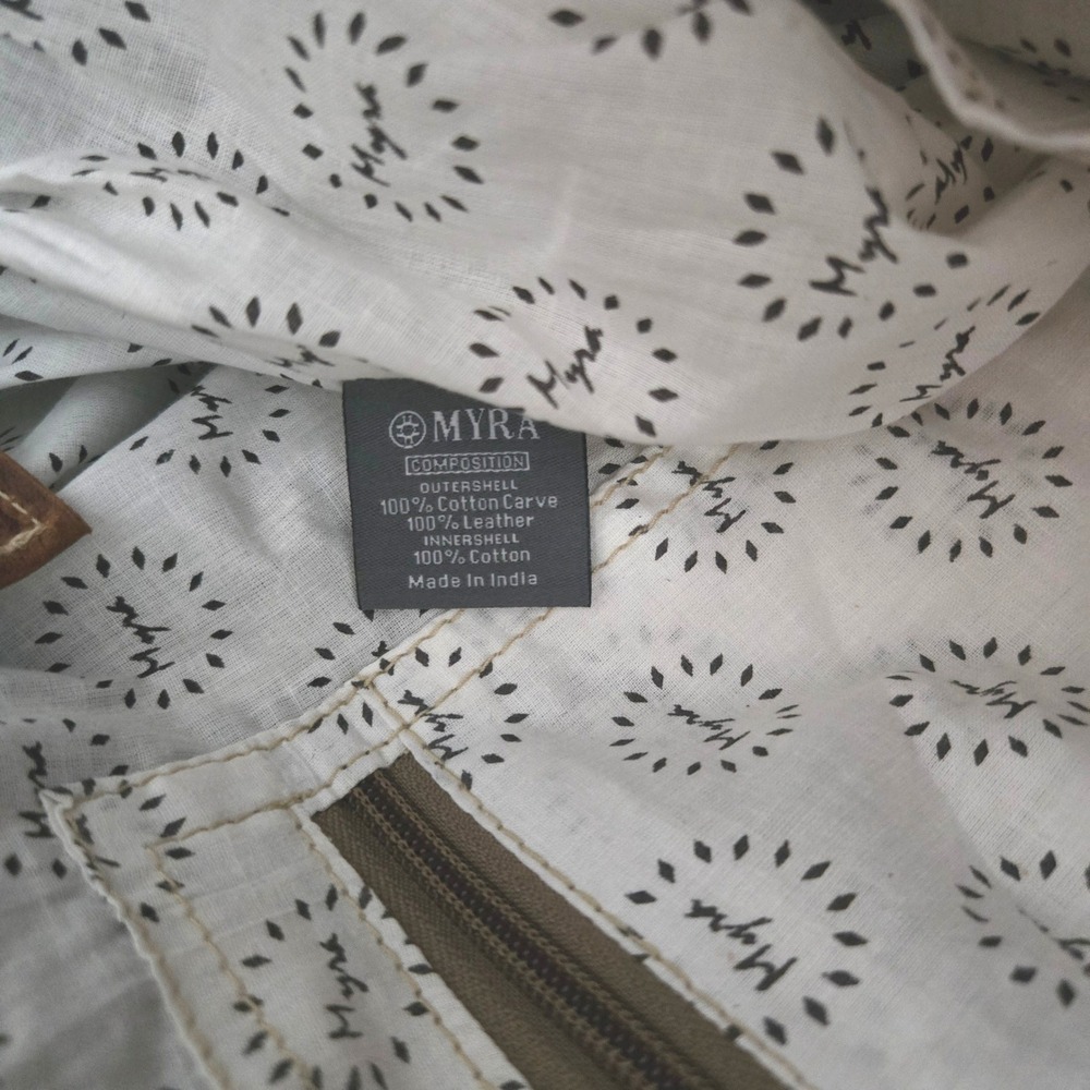 Myra Asher Weekender Bag Upcycled Canvas Hairon Leather Large Bag Boho Tote NWT - Picture 11 of 14